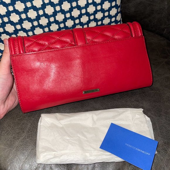 Red quilted leather lambskin purse - Picture 9 of 10